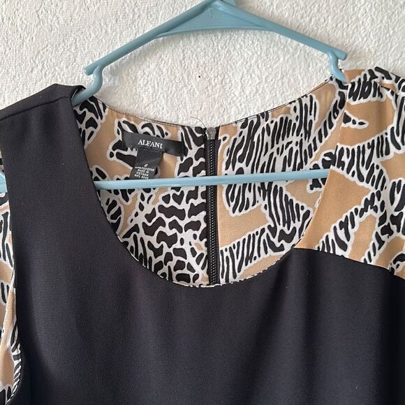 Alfani size 6 black & tan Assymetrical hem blouse - Picture 5 of 6